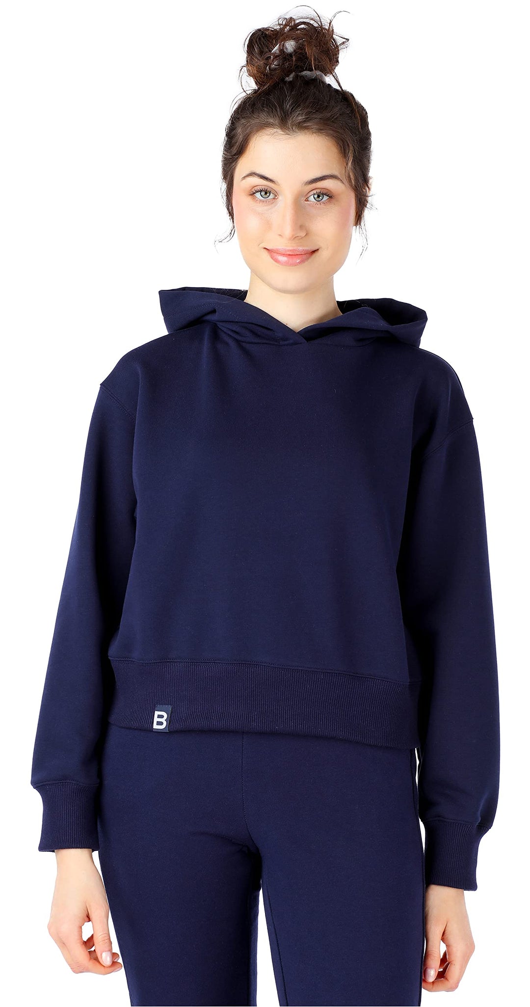 Bellivalini Kapuzenpullover Damen Sportanzug Oberteil Jogging Pullover BLV208 XS Dunkelblau, XS Dunk