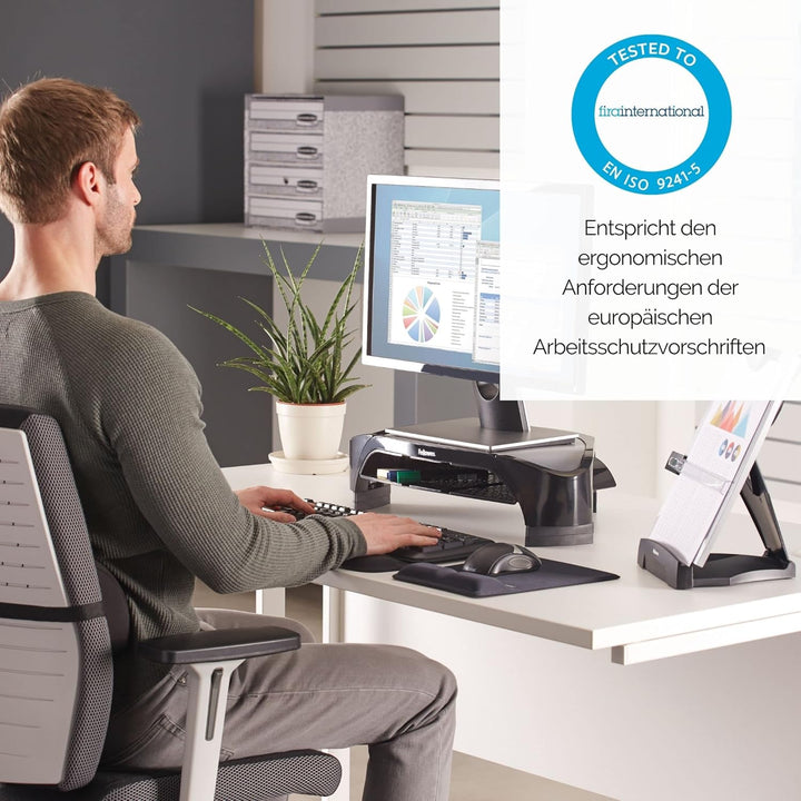 Fellowes Monitorständer Smart Suites Plus, höhenverstellbar, für Monitore bis 21 Zoll, platzsparende