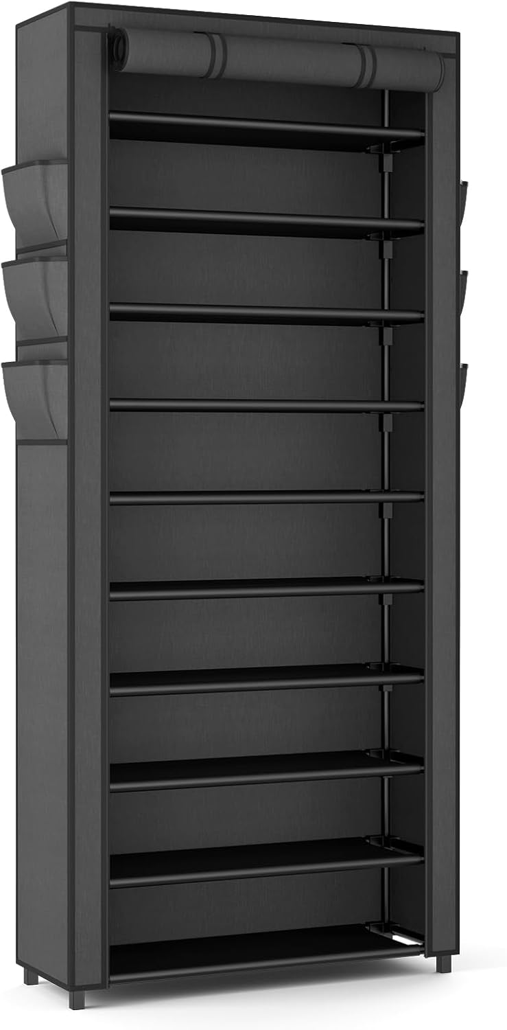 Schuhregal 11 Ebenen, Schuhschrank Hoch für 36-41 Paar Schuhe, Schuhschrank Schmal mit staubdichtem