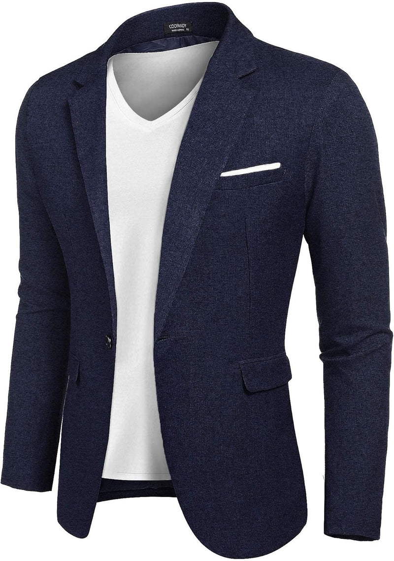 COOFANDY Herren Casual Sport Mäntel Leichter Anzug Blazer Jacken Ein Knopf L Marineblau, L Marinebla