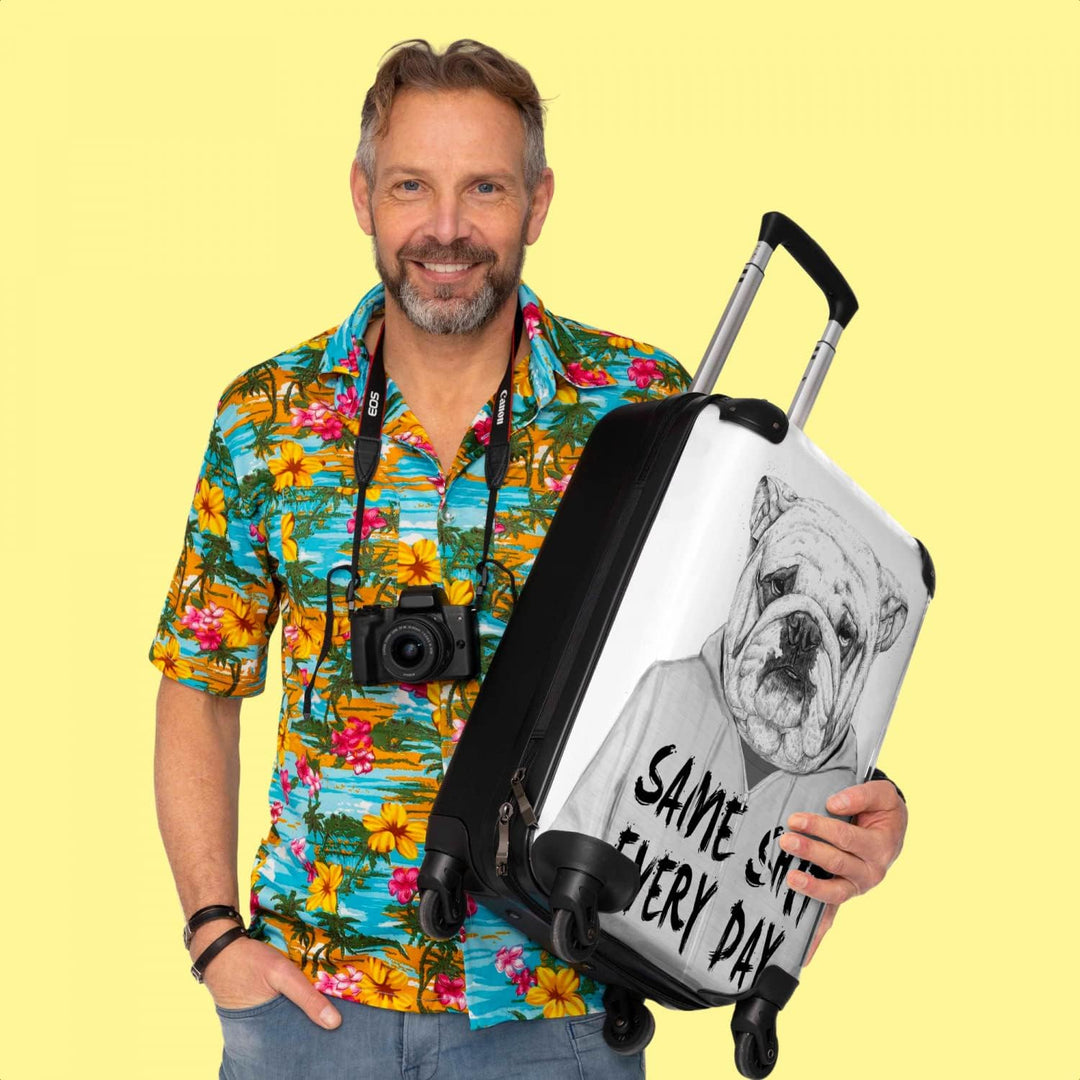 NoBoringSuitcases.com® Koffer Handgepäck Trolley Rollkoffer Kleine Reisekoffer mit 4 Rollen - Hund -