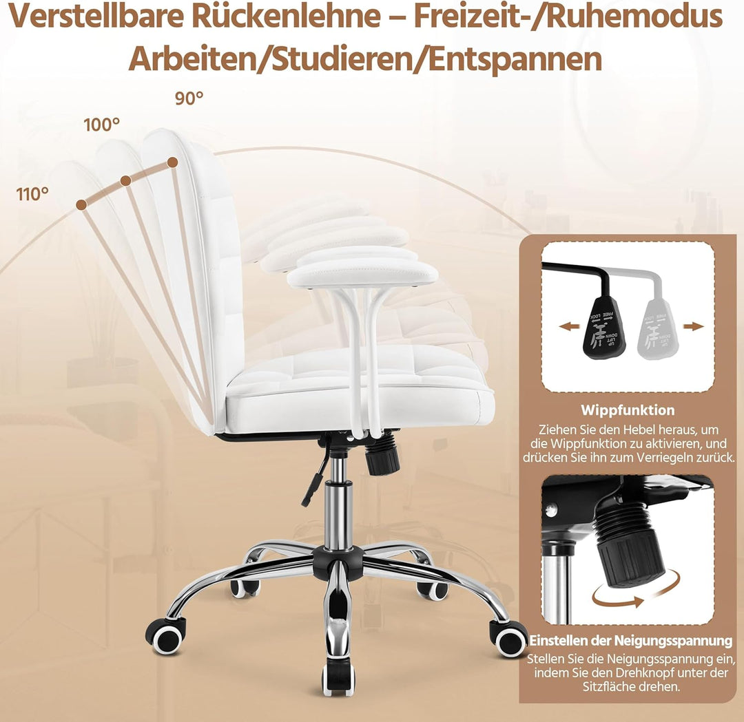 Yaheetech Bürostuhl Ergonomischer Schreibtischstuhl Bürosessel Arbeitsstuhl, Drehstuhl mit Weichen A