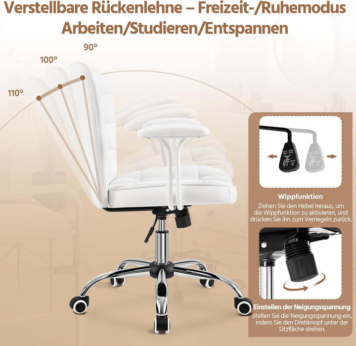 Yaheetech Bürostuhl Ergonomischer Schreibtischstuhl Bürosessel Arbeitsstuhl, Drehstuhl mit Weichen A