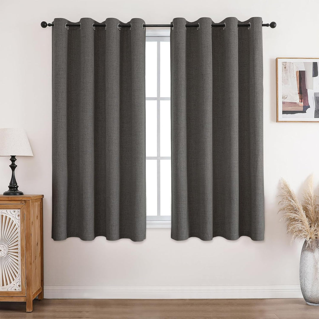 CUCRAF Leinenoptik 100% Blickdicht Vorhänge mit Ösen Wärmeisolierte Schlafzimmer Vorhänge mit Beschi