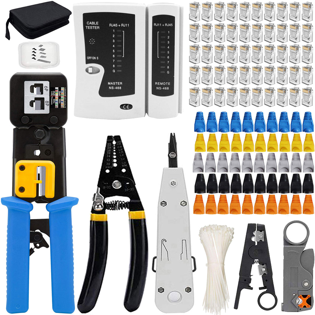 MAYLINEE Netzwerk Werkzeug Set Crimpzange RJ45 CAT5 CAT6, Kabel Tester Reparatur Zange für Netzwerks