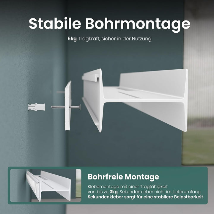 Mai &amp; Mai Duschablage zum Bohren oder Kleben Duschregal Badablage 80cm Badezimmerablage zur Wandmont