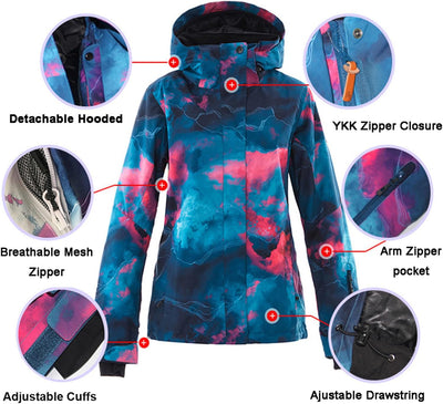 ALSOGO Damen Skijacke & Skihose Set Skianzug 2 teilig Schneeanzug 10.000mm Wassersäule Atmungsaktiv