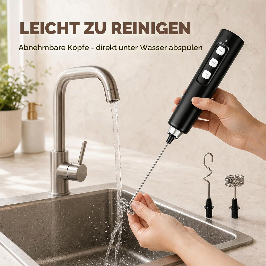 Elektrischer Milchaufschäumer Stab mit Überladeschutz, USB Aufladbar Milchschäumer Elektrisch mit 3
