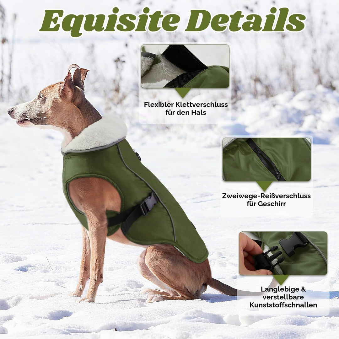 EMUST Kälteschutzmantel für Hunde, mit Fleecefutter, für kleine/mittlere Grössen, wasserabweisende,