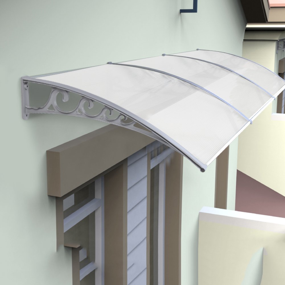 Vordach für Haustür, Überdachung Haustür aus Aluminium und Kompletten Polycarbonat-Hohlkammerplatte,