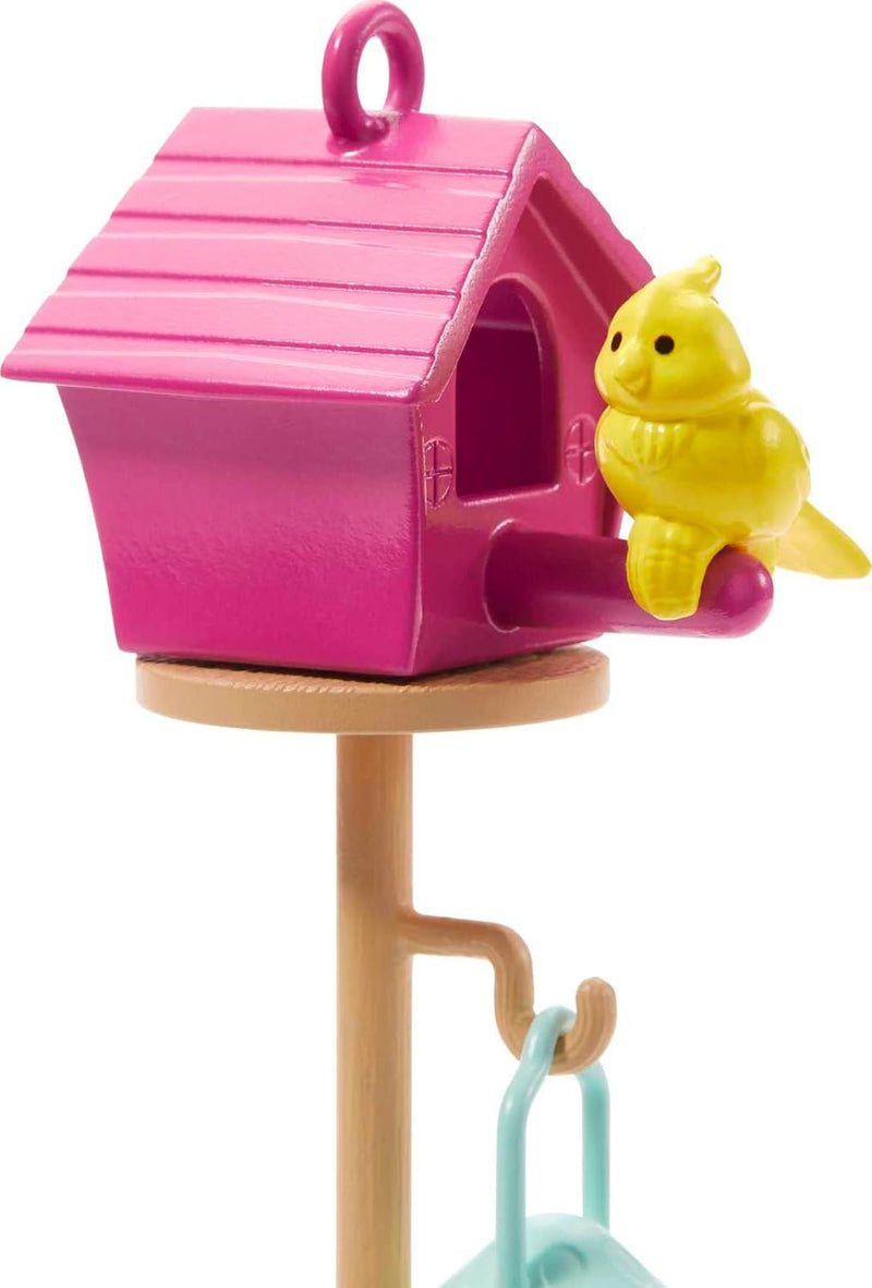 Barbie Möbel- und Zubehör-Set, Barbie Puppenhaus-Dekoration für Garten, Terrasse, Lagerfeuer, Vogelf