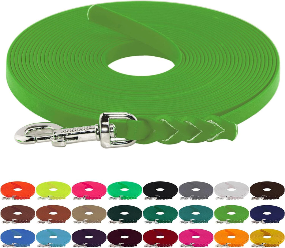 LENNIE BioThane Schleppleine, 19mm, Hunde ab 35kg, 1m lang, ohne Handschlaufe, Apfelgrün, geflochten