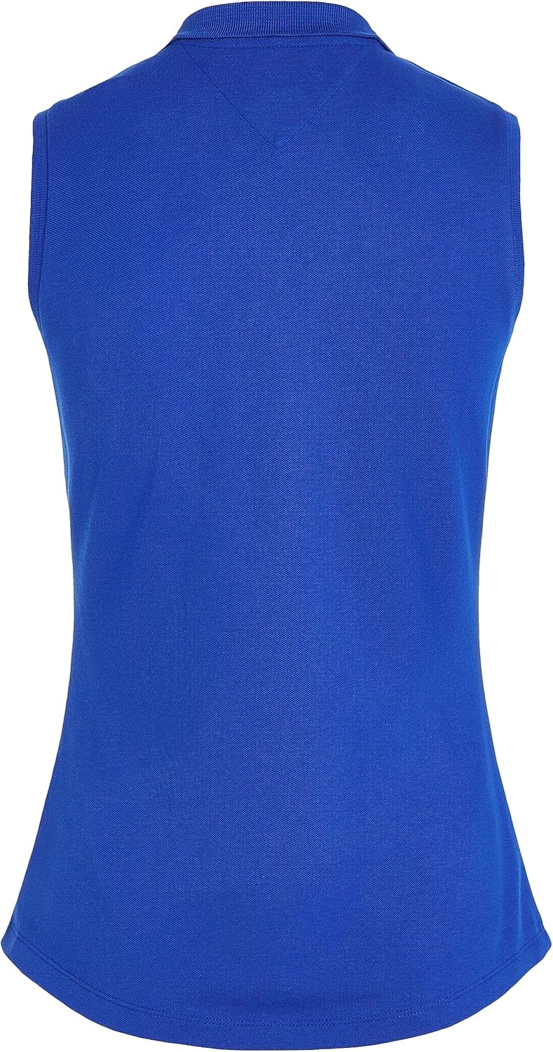 Tommy Hilfiger Damen Slim Collar Detail Polo Ns Kurzarm Poloshirts S Blau (Ultra Blue), S Blau (Ultr