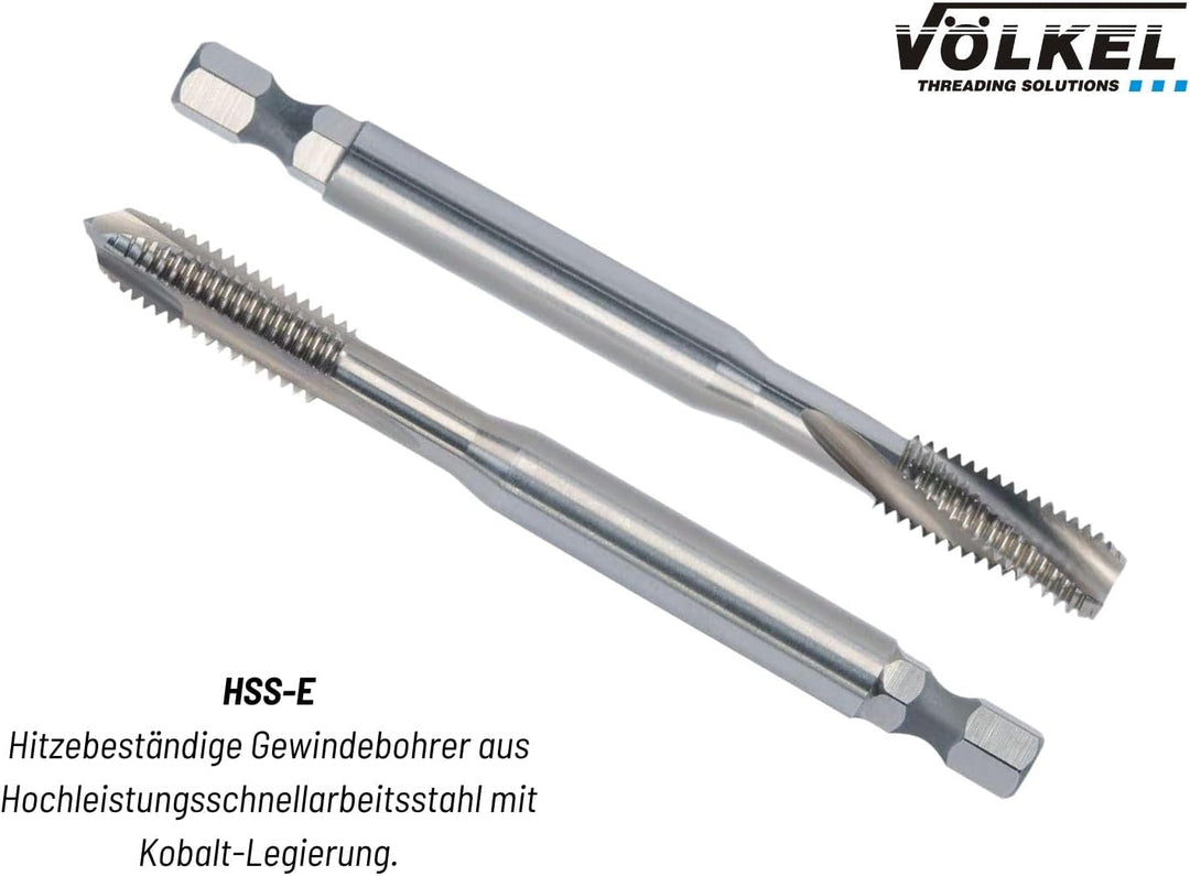 Völkel HexDrive Maschinengewindebohrer (Sechskantaufnahme) 1/4" Bit | HSS-E | M3-M12 | DIN371/376 |