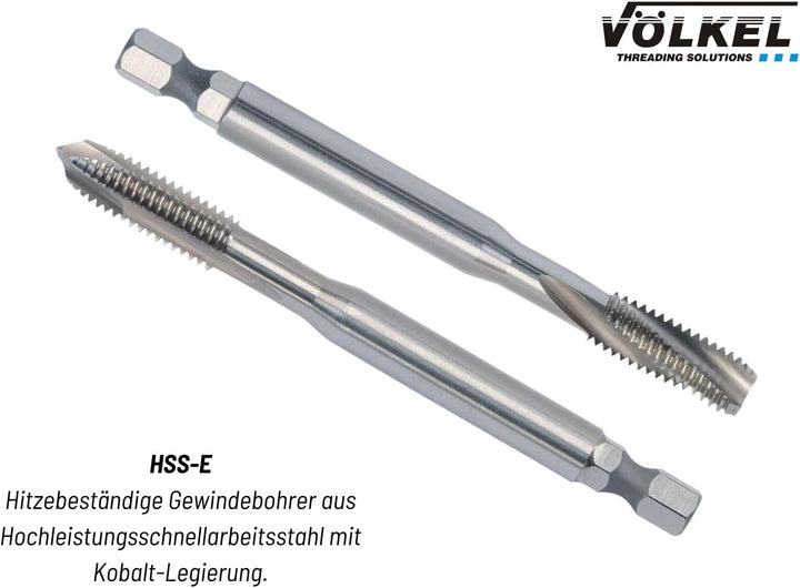 Völkel HexDrive Maschinengewindebohrer (Sechskantaufnahme) 1/4" Bit | HSS-E | M3-M12 | DIN371/376 |
