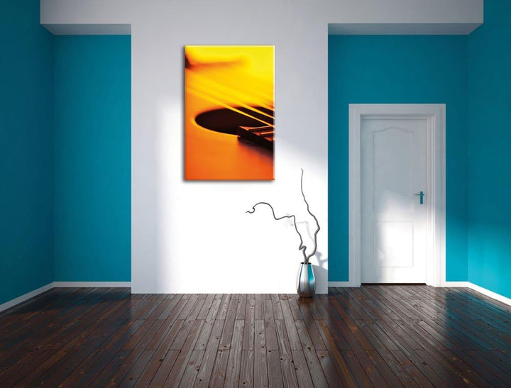 Pixxprint Gitarrensaiten, Format: 100x70 auf Leinwand, XXL riesige Bilder fertig gerahmt mit Keilrah