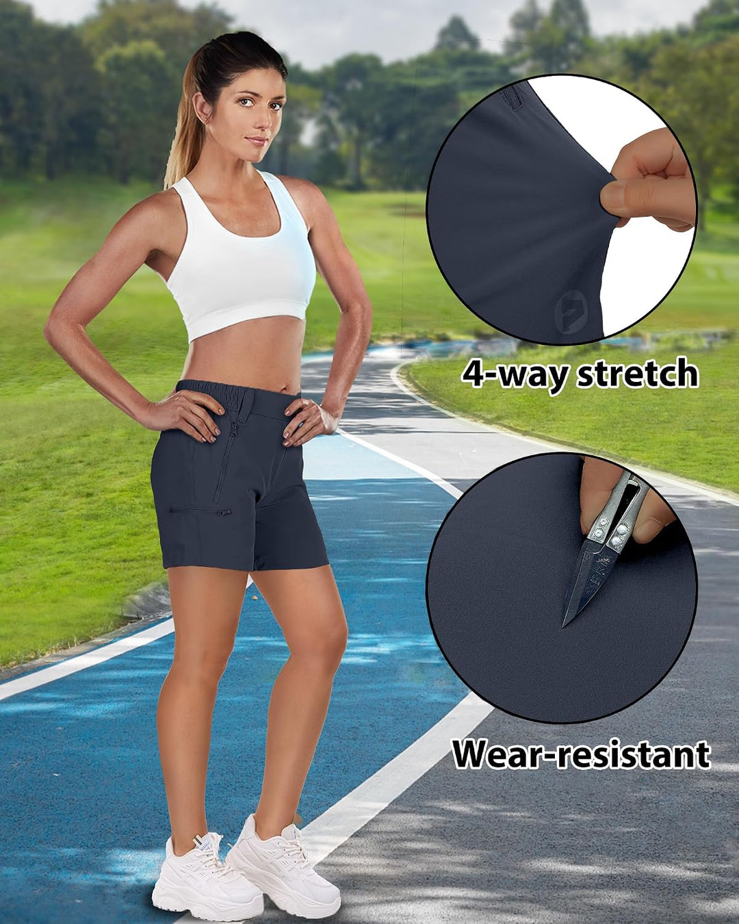 Outdoor Ventures Kurze Hose Damen UPF50+ UV Schutz Wander Shorts Sommer Leicht Trekking Shorts Stret