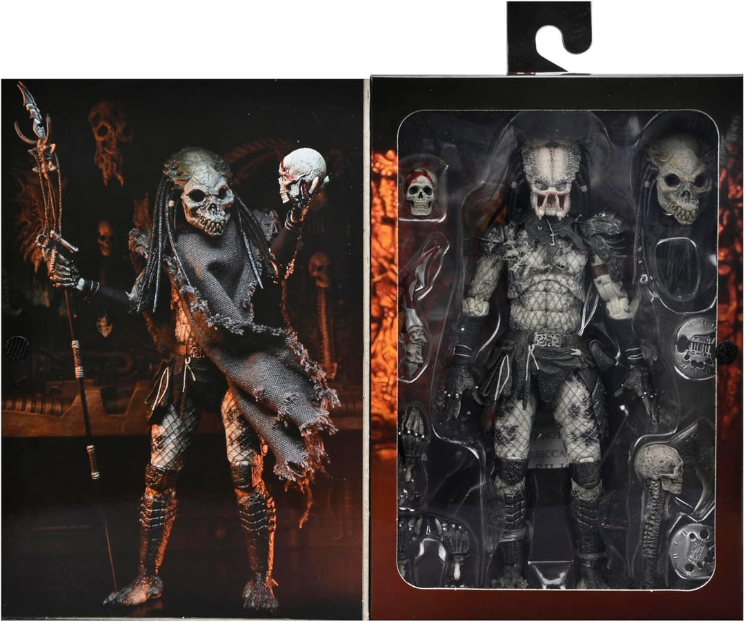 Predator Actionfigur 7" Ultimate Shaman aus Kunststoff, von NECA, in Geschenkverpackung.