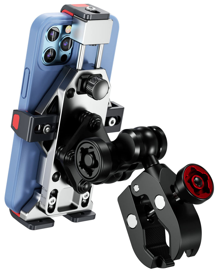 BRCOVAN Aluminiumlegierung Motorrad Handyhalterung mit Vibrationsdämpfer und Sicherheitsschalter, Ei
