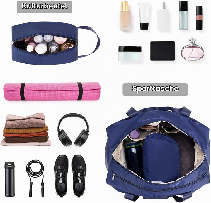 Ceneda Sporttaschen Klassische mit Schuhfach und Nassfach Tragbare Übernachtungs Wochenendtasche Rei
