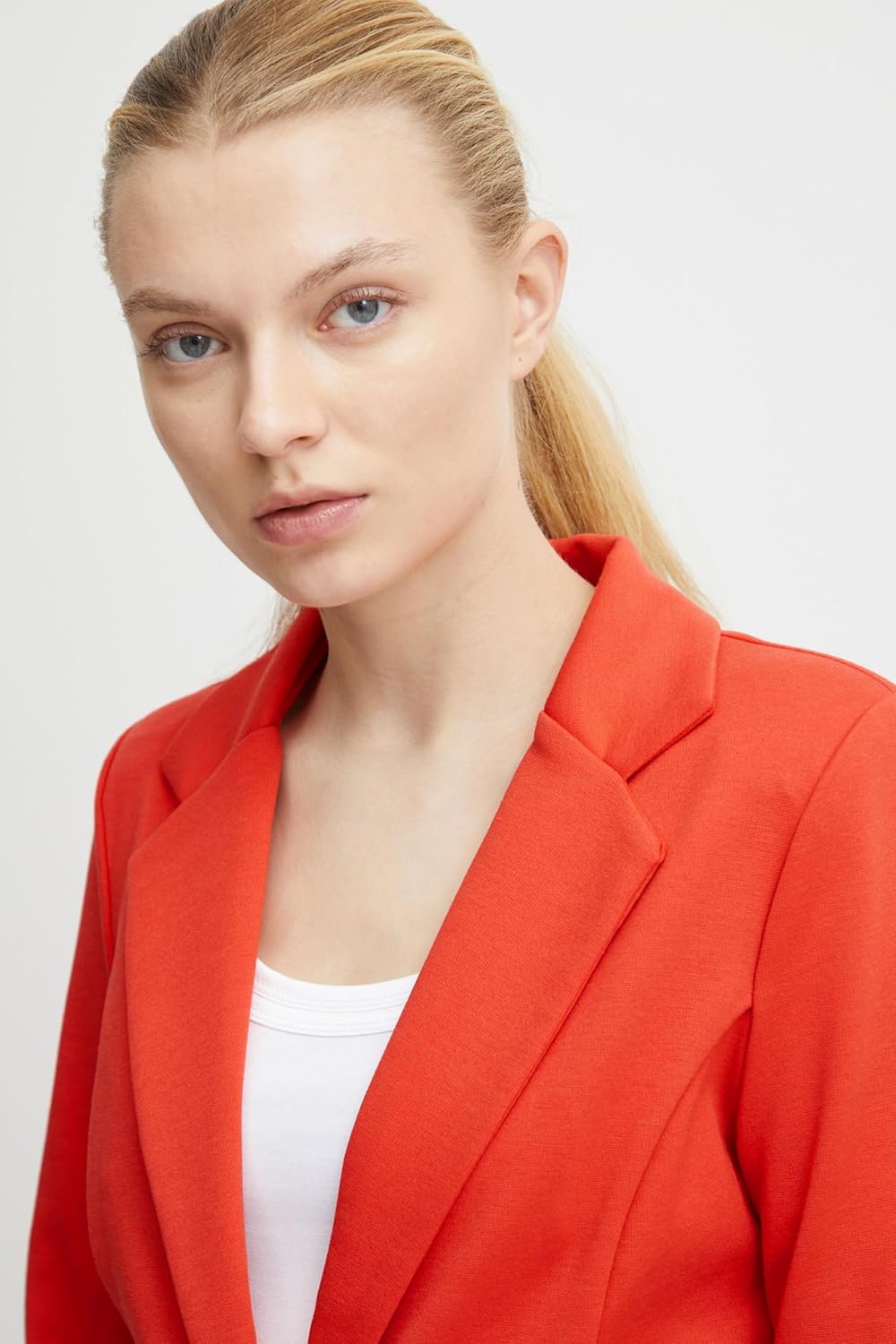 ICHI IHKATE BL Damen Blazer Kurzblazer Jacke EIN-Knopf-Blazer mit Stretch und Reverskragen XS Poppy