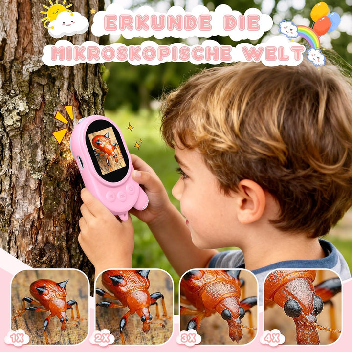 Mikroskop für Kinder, Kinderkamera Mikroskop mit 2-Zoll LCD HD Bildschirm, Hand Digital Microscope m