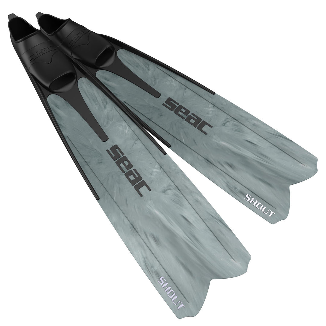 Seac Unisex-Adult Shout Lange Fussteilflossen für die Unterwasserjagd und zum Freitauchen Grau 36/38