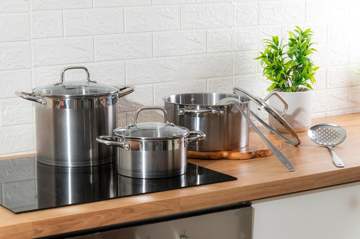 GALILEO SìChef Topfset, 15-teilig, Edelstahl 18/0, Induktion, Edelstahl