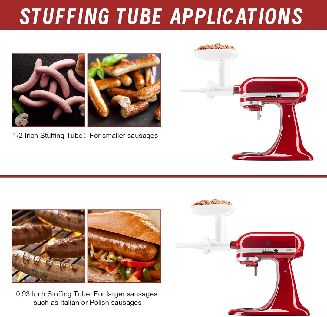 Standmixer Wurstfüller Kit Ersatz für KitchenAid FGA Food Fleischwolf Aufsatz, Wurstfüllröhren, komp
