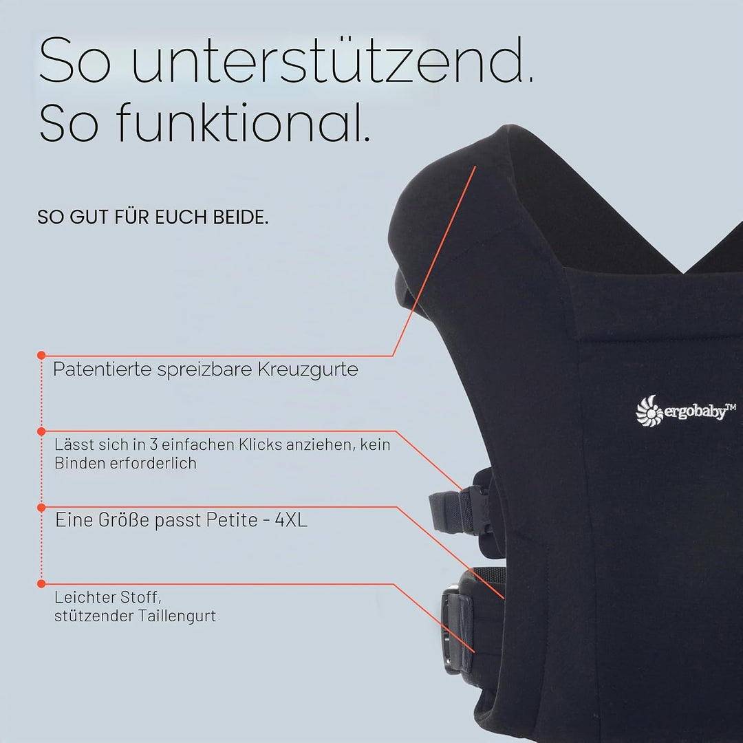 Ergobaby Babytrage für Neugeborene ab Geburt Extra Weich, Embrace Bauchtrage Baby-Tragetasche Ergono