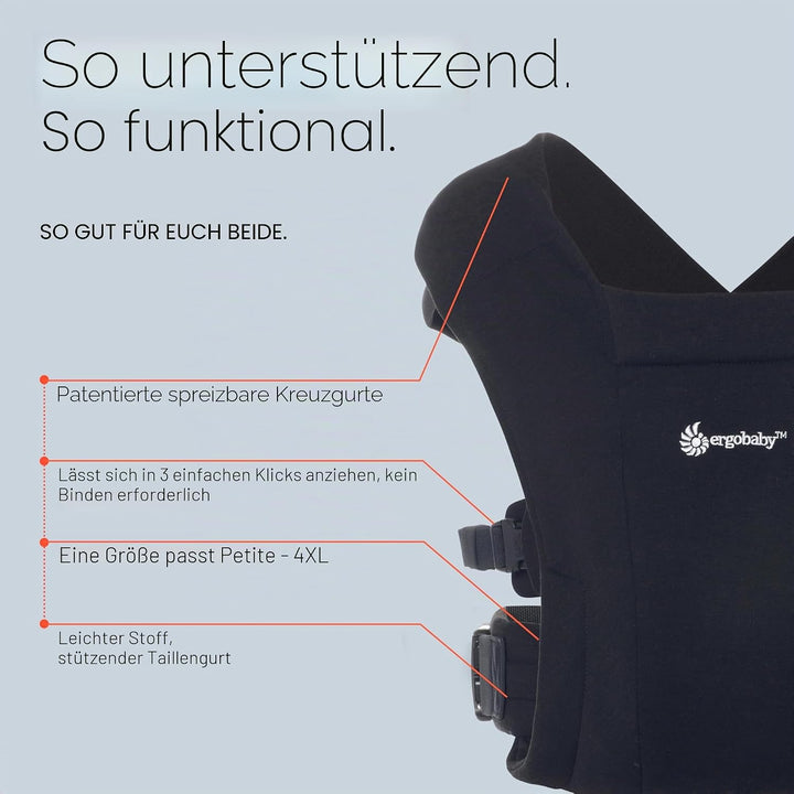 Ergobaby Babytrage für Neugeborene ab Geburt Extra Weich, Embrace Bauchtrage Baby-Tragetasche Ergono