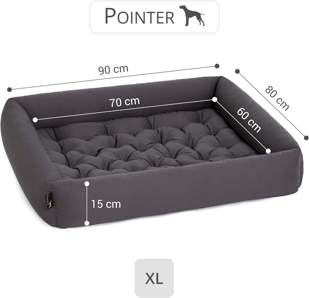 Doctor Bark Pointer | Hundebett mit Hundekissen - orthopädisch, waschbar, bequem (XL - 90x80 cm, Ant