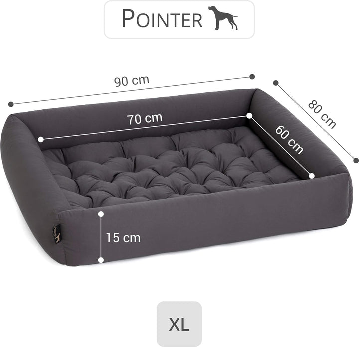 Doctor Bark Pointer | Hundebett mit Hundekissen - orthopädisch, waschbar, bequem (XL - 90x80 cm, Ant