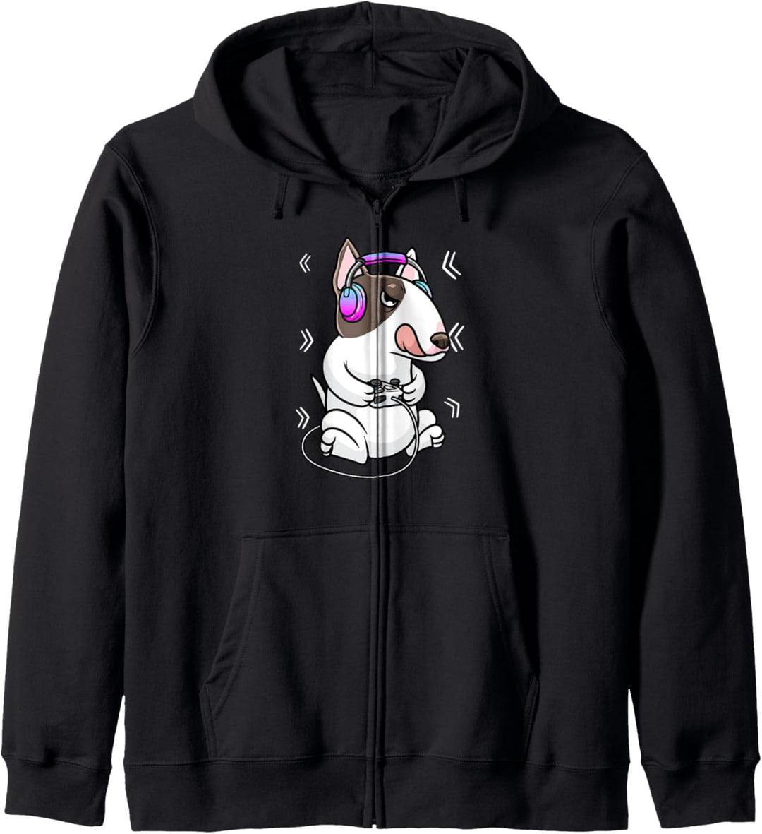 Miniatur Bullterrier Hund Gamer Gaming Videospiele Kapuzenjacke