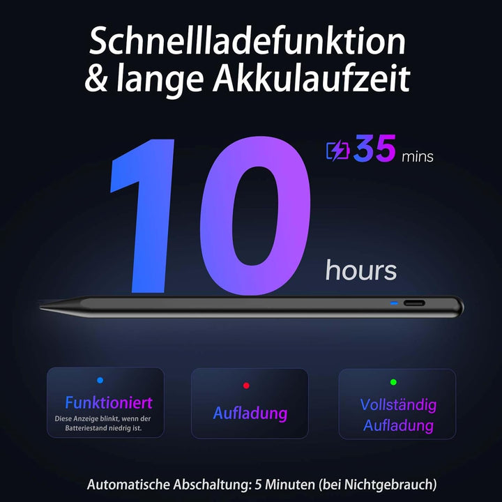 Kenkor Stylus Pen for Touch Screens, POM Feder Stift für Tablet, Type-C Touchscreen Stift Kompatibel
