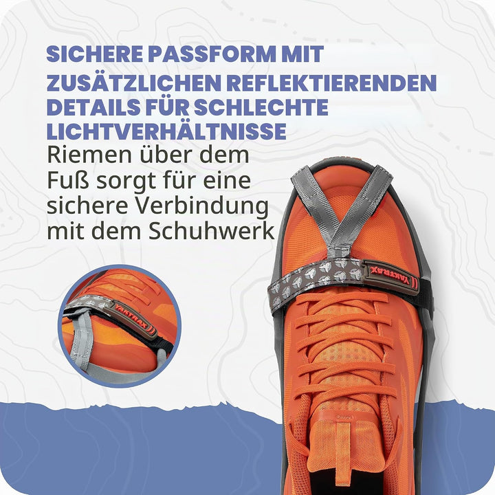 YAKTRAX Run Ice & Snow Grips für Laufschuhe, 3mm Carbide-Steel Spikes & 1.4mm Stainless-Steel Coils,