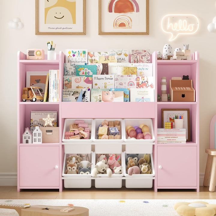 FOREHILL Kinderregal mit Kinderbücherregal Kinderzimmer Möbel aus Holz Bücherregal für Kinder mit Au