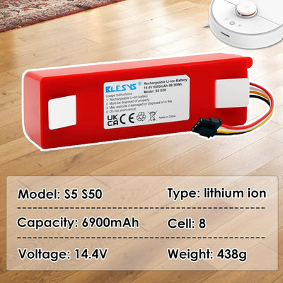 BLESYS 6900mAh Staubsaugerakku für Xiaomi Roborock S5, S5 Max, S6, S6 Maxv, S7 14,4V 99,36Wh