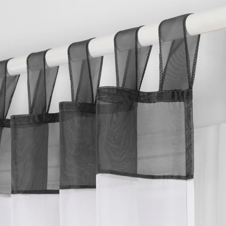 SIMPVALE 2 stücks Vorhänge Gardinen Stickerei mit Laschen für Zimmer Breite 140 cm, Grau, Höhe 145cm