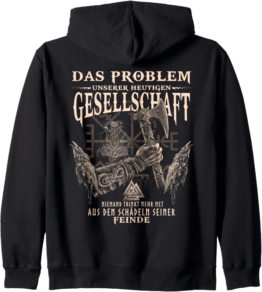 Schädel der Feinde Nordische Mythologie Vegvisir Urnes Raben Kapuzenjacke