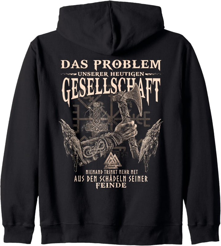 Schädel der Feinde Nordische Mythologie Vegvisir Urnes Raben Kapuzenjacke