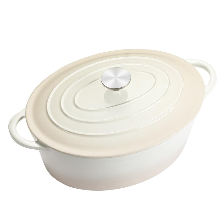 Gusseisen Bräter mit Deckel, Oval Gusseisen Topf 6.6L, Emaille Topf Gross Backofengeeignet, Schmorto