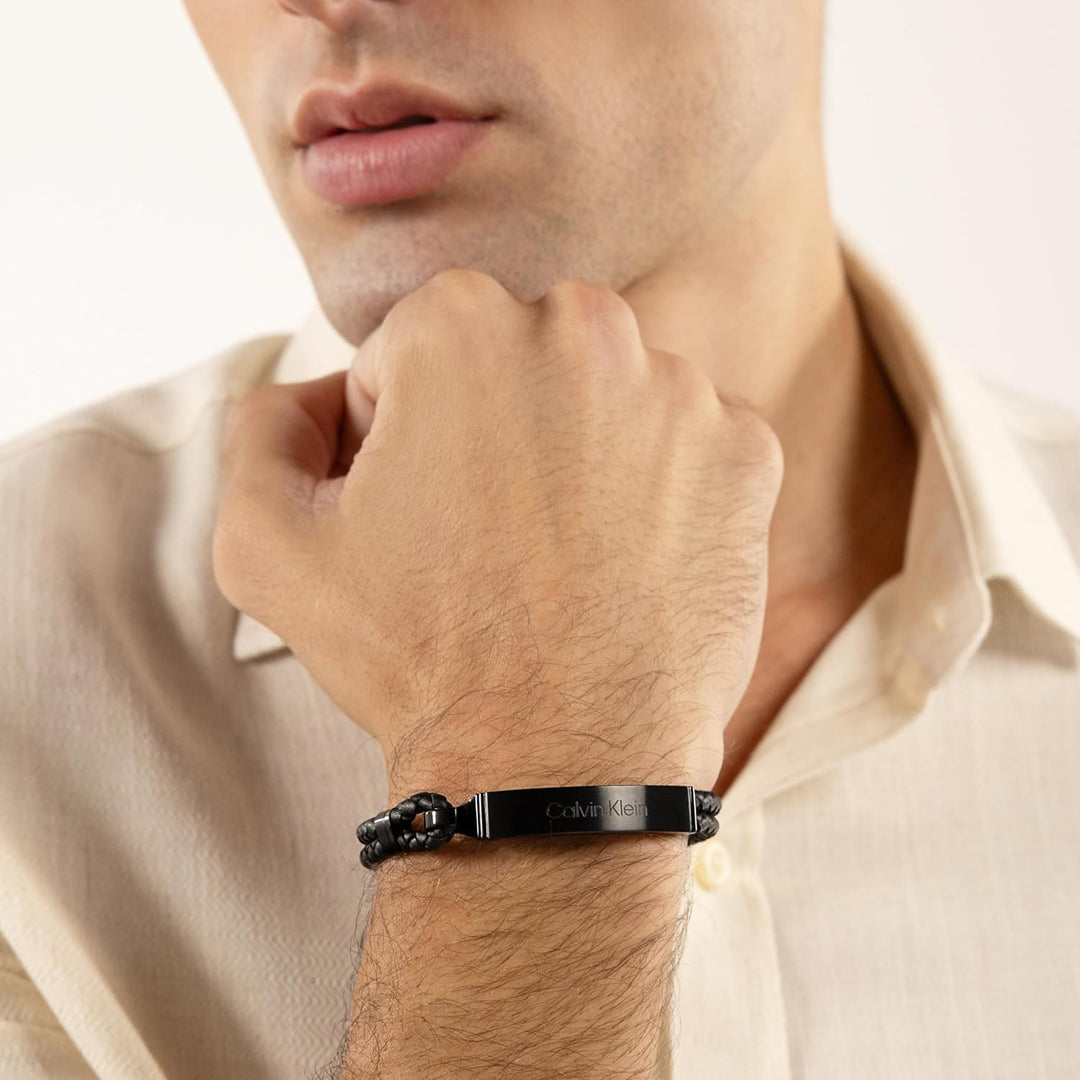Calvin Klein Geflochtenes Lederarmband für Herren Kollektion CK ICONIC FOR HIM - Erhältlich in Braun
