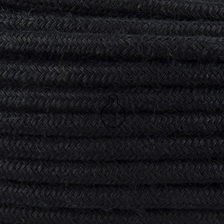 Amarcords - Textilkabel für Lampen SCHWARZ, rund, Jute, 30 Meter, mit Erdung 3x0,75 - Stoffkabel mit