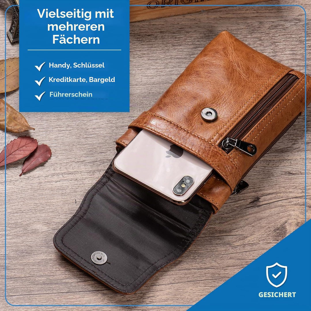 Hengwin Leder Bauchtasche Herren, Telefon Hülle für iPhone 14 Pro Max 14 Plus 13Pro max Gürtelhalter