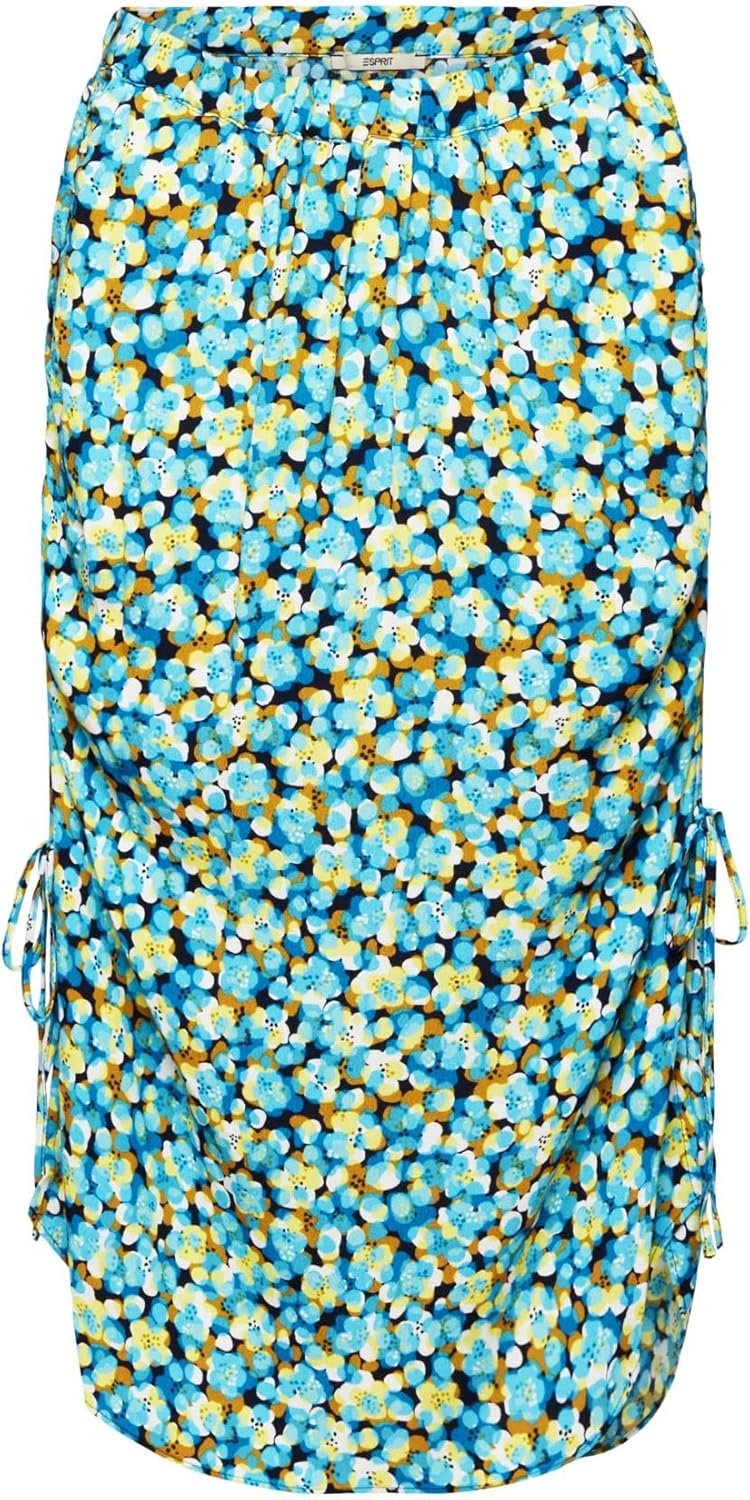 ESPRIT Geblümter Midirock mit Bindedetails 32 Turquoise, 32 Turquoise
