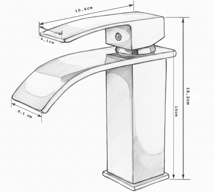 Faizee Home | Wasserfall Armatur Schwarz – Elegante Waschtischarmatur aus Messing mit breitem Auslau