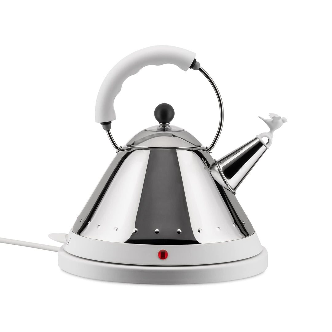 Alessi | MG32 W - Elektrischer Kabelfreier Wasserkessel, Edelstahl und Thermoplastisches Harz, Weiss