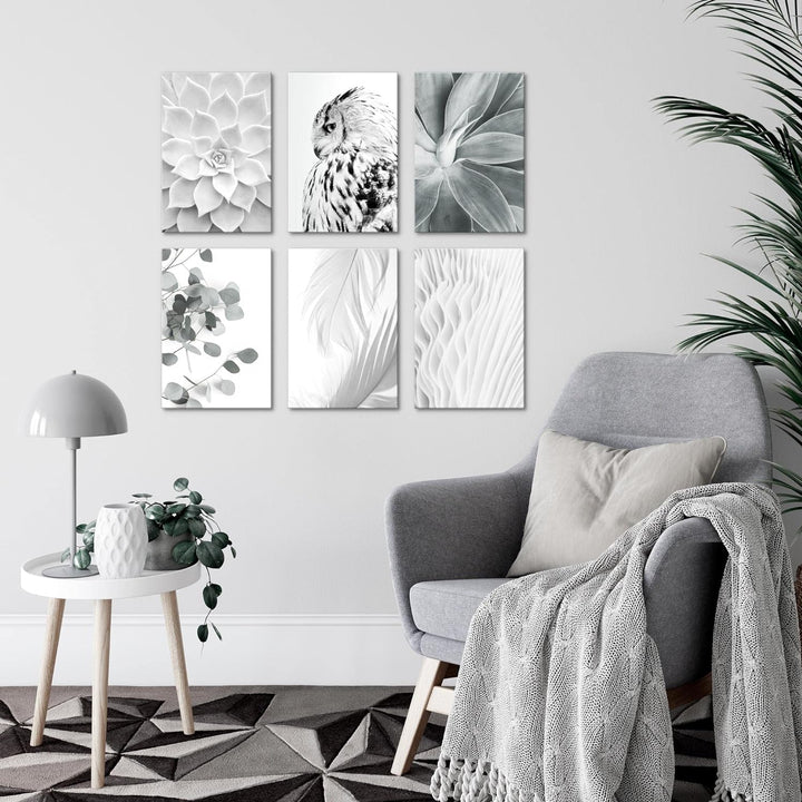 Novart Wandbilder Set - KOMPLETT AUFHÄNGFERTIG - Made in Germany - Moderne Bilder Boho Eule Wohnzimm