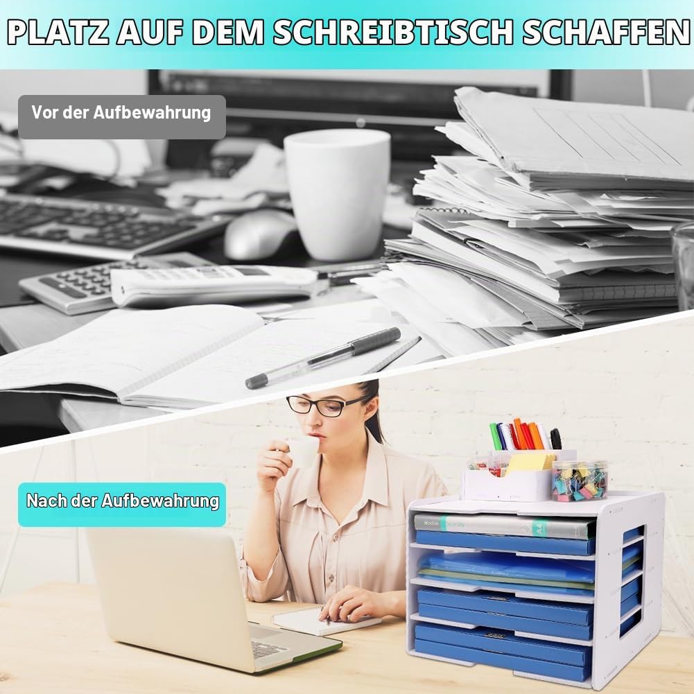 Umllpet Schreibtisch Organizer Briefablage, Stapelbares Dokumentenablage, A4 Papier Aktenaufbewahrun